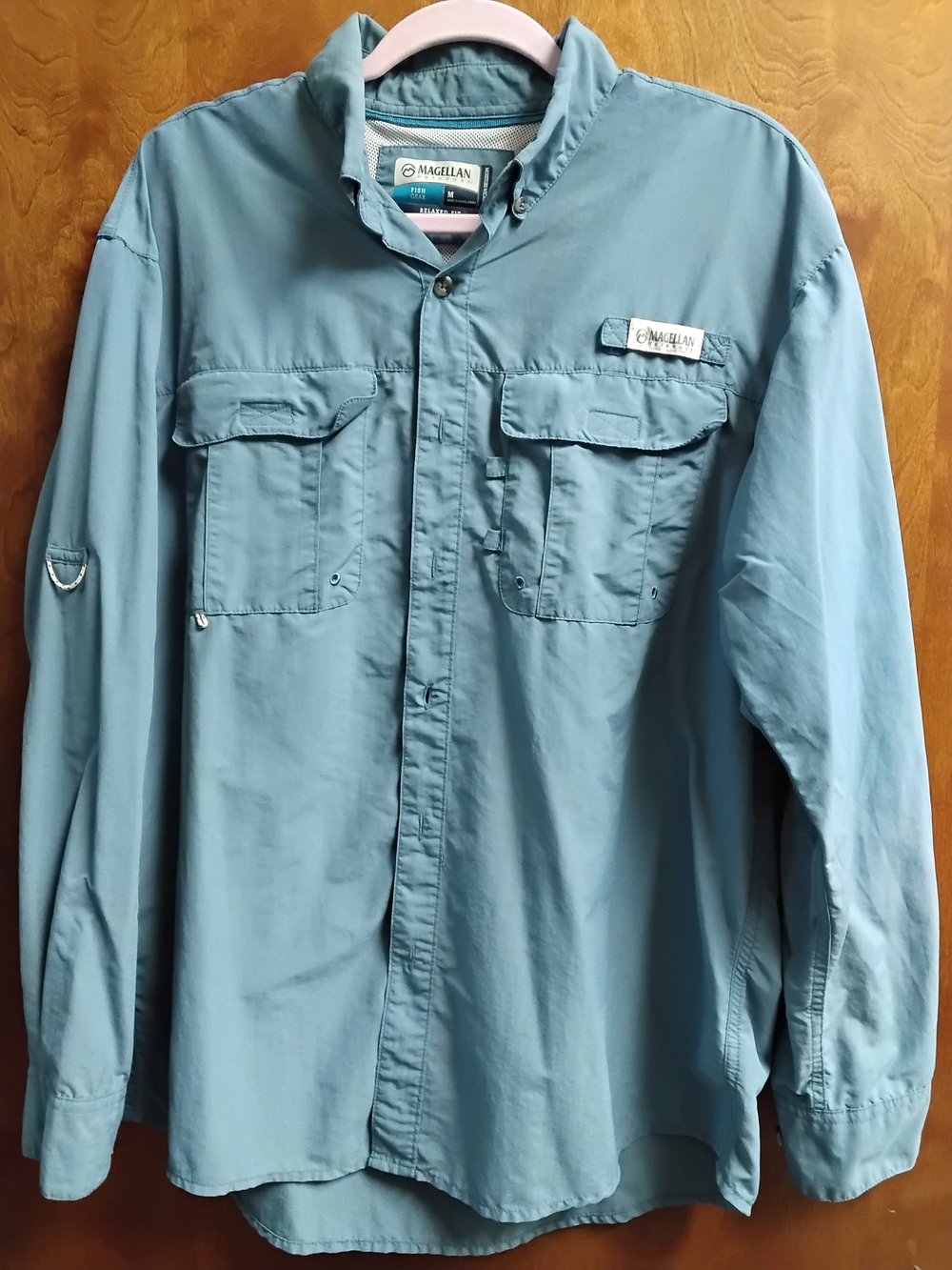 Magellan Men's Fish Gear Button Shirt - Light Blue - Size M - Used Good